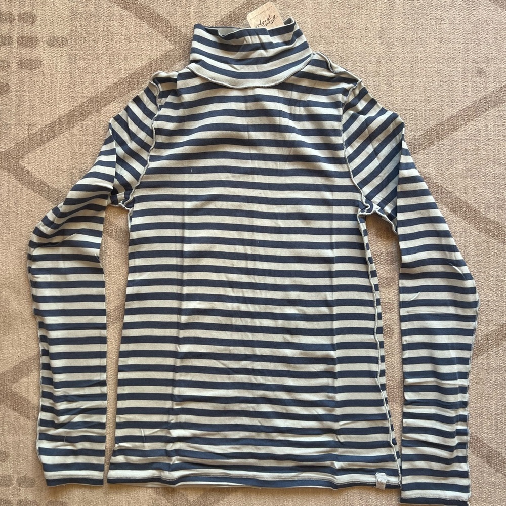 We The Free Navy and White Striped Long Sleeve Tee